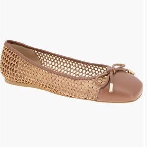 BCBG Generation Hartley Woven Raffia Square Toe Ballet Flats
